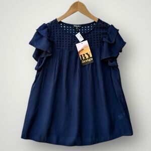 🎉5 for $45🎉 NWT By Design top blouse shirt size S navy